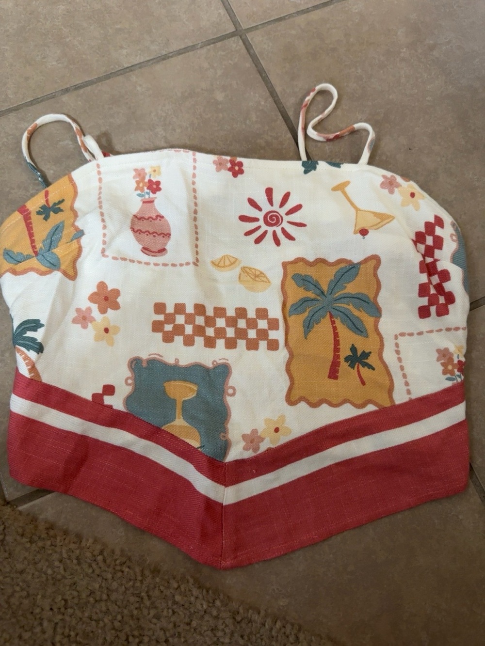 NWOT Sienna Sky Boho Tank Top Medium Rayon Linen Adjustable Straps Floral Beach - Picture 2 of 2